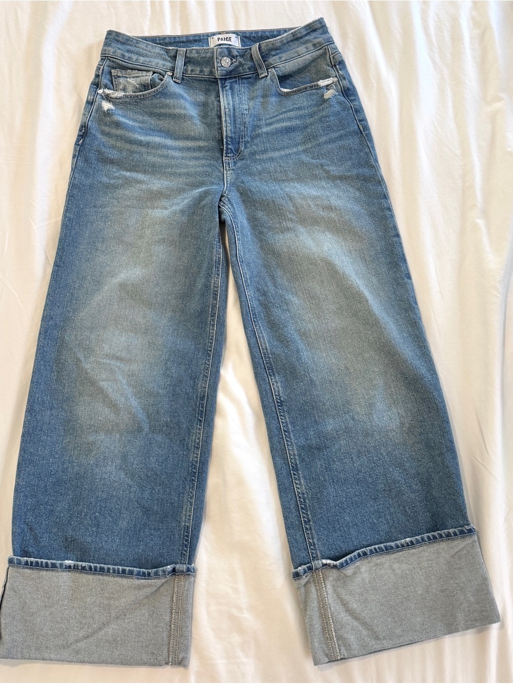 PAIGE Wide Leg Cuffed Jeans | Size 29”